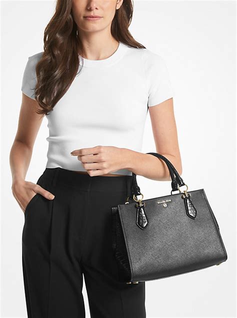 michael michael kors emma large saffiano leather satchel|Michael Kors marilyn medium saffiano.